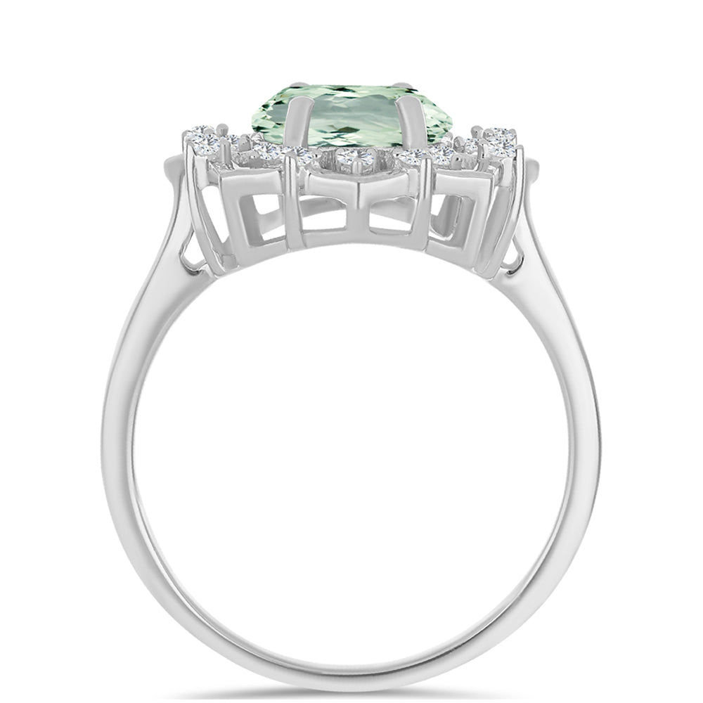 Anillo de Plata con Amatista Verde y Topacio Blanco 2 