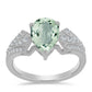 Anillo de Plata con Amatista Verde y Topacio Blanco