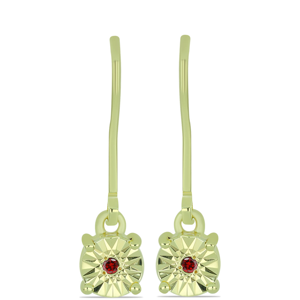 Pendientes de Plata Bañada en Oro con Diamante Rojo 1 