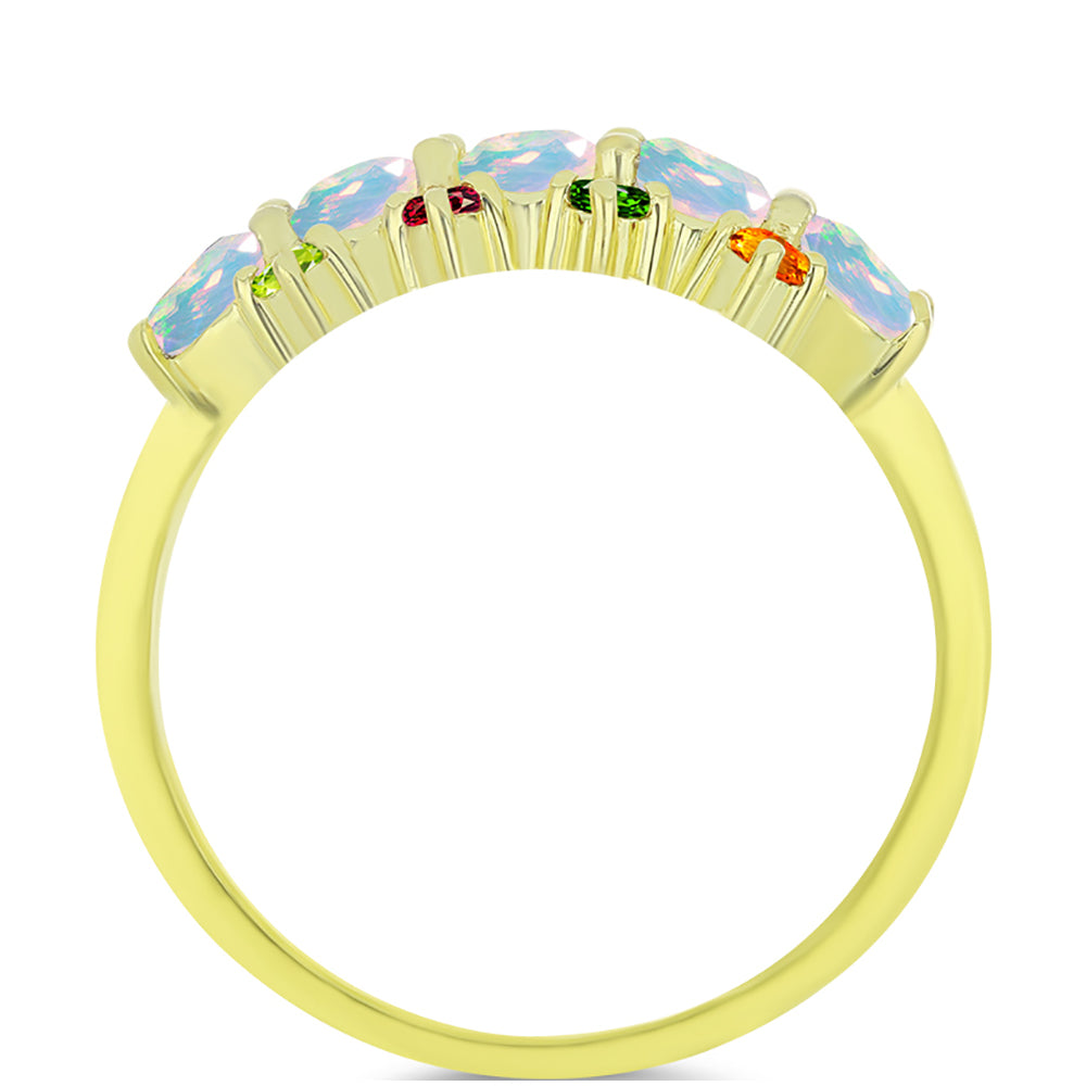 Anillo de Plata Bañada en Oro con Ópalo Welo y Chakra Turmalina 3 