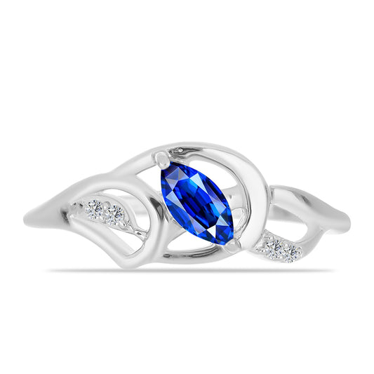 Anillo de Plata con Zafiro Azul Australiano y Topacio Blanco