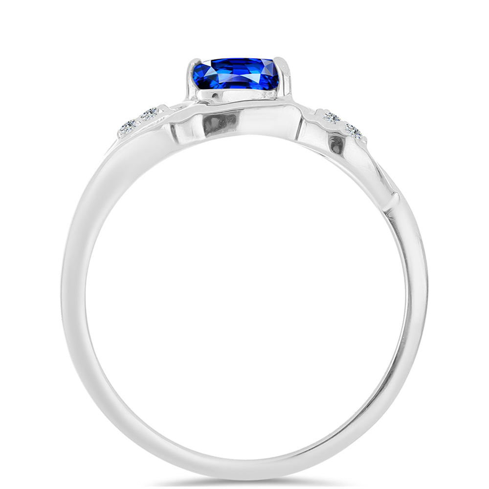 Anillo de Plata con Zafiro Azul Australiano y Topacio Blanco 2 