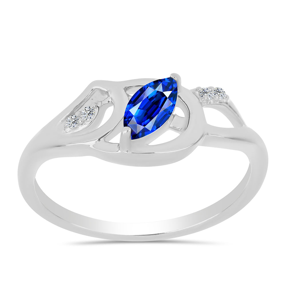 Anillo de Plata con Zafiro Azul Australiano y Topacio Blanco 3 
