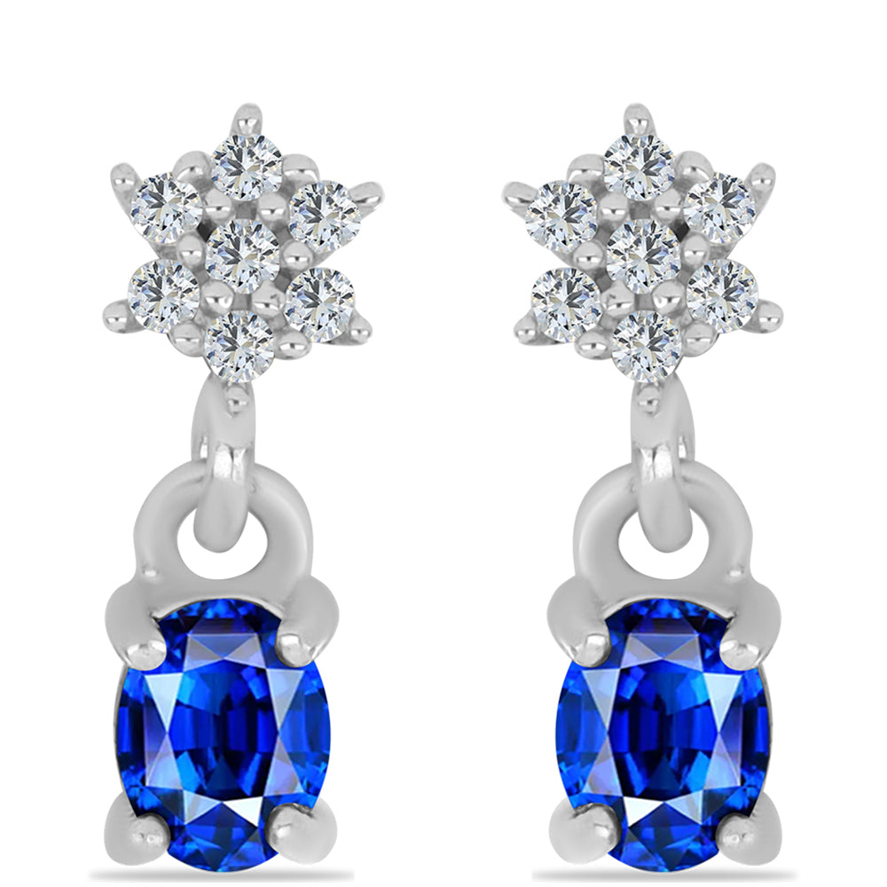 Pendientes de Plata con Zafiro Azul Australiano y Topacio Blanco 1 