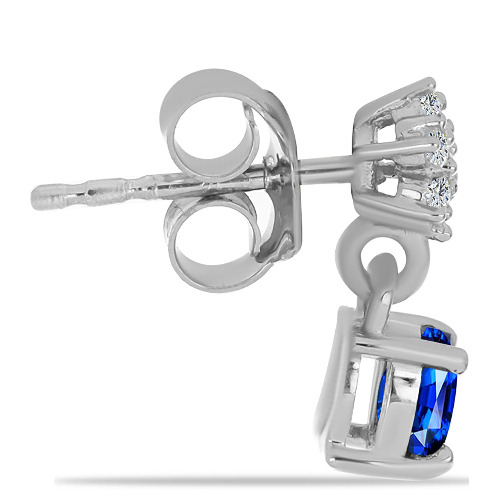 Pendientes de Plata con Zafiro Azul Australiano y Topacio Blanco 2 