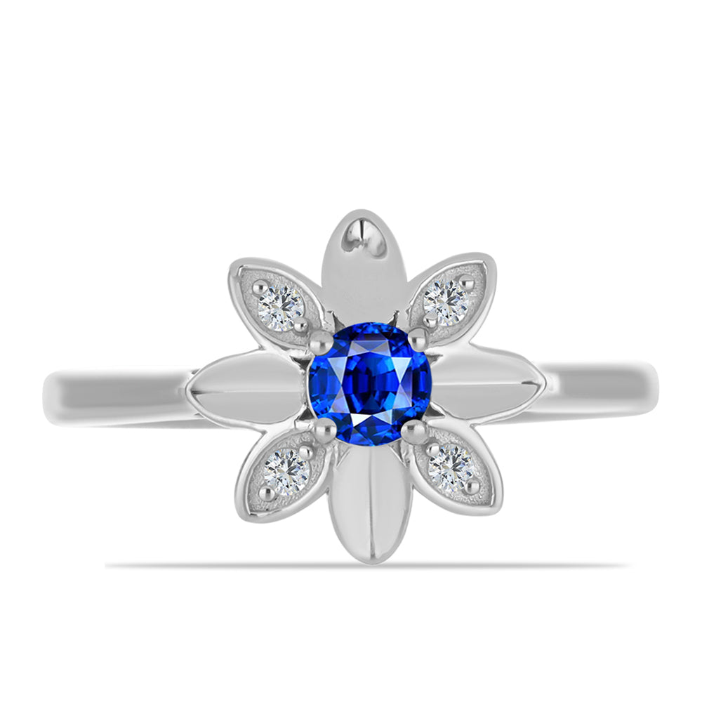 Anillo de Plata con Zafiro Azul Australiano y Topacio Blanco