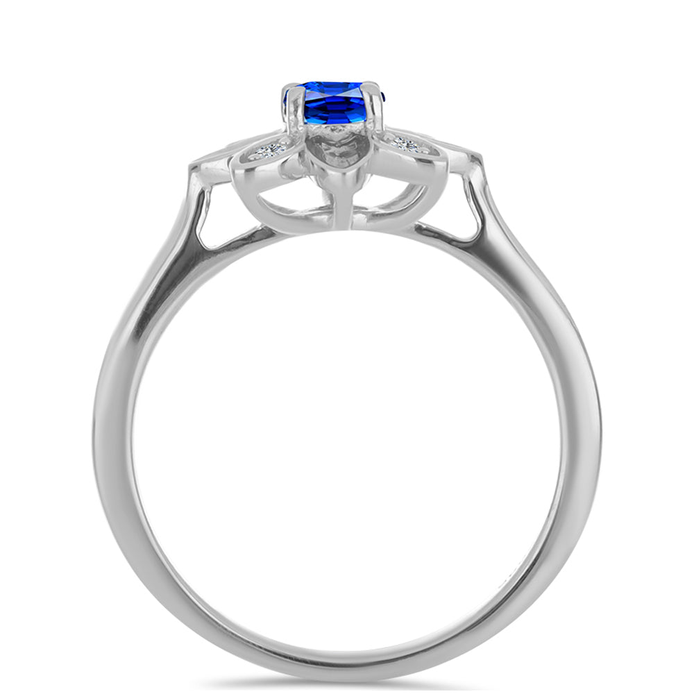 Anillo de Plata con Zafiro Azul Australiano y Topacio Blanco 2 