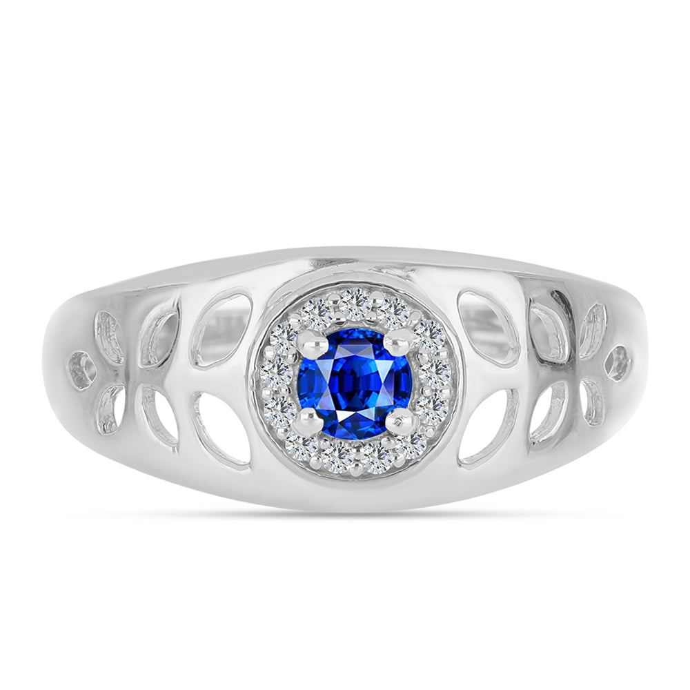 Anillo de Plata con Zafiro Azul Australiano y Topacio Blanco 1 