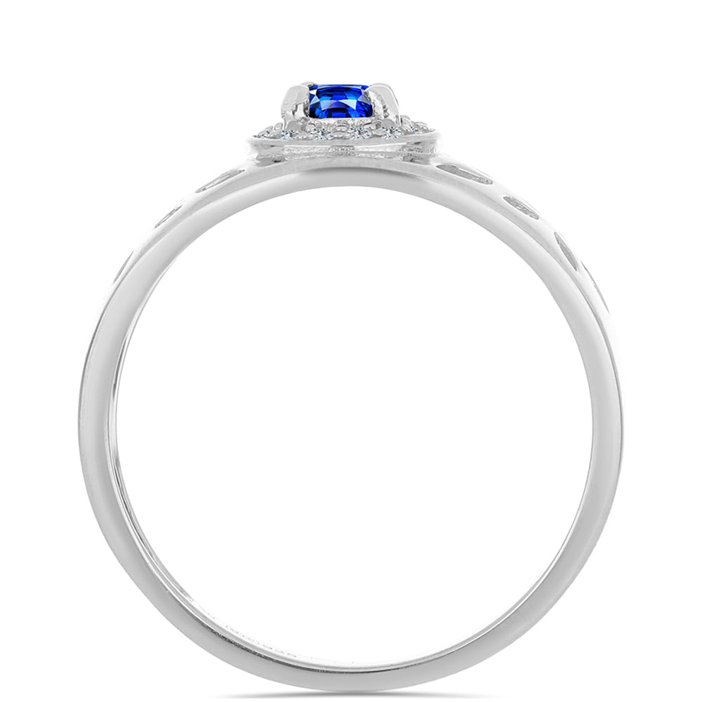 Anillo de Plata con Zafiro Azul Australiano y Topacio Blanco 2 