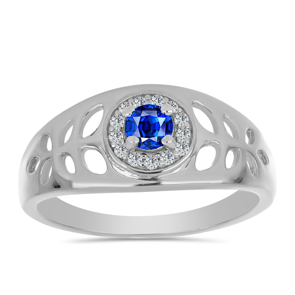 Anillo de Plata con Zafiro Azul Australiano y Topacio Blanco 3 
