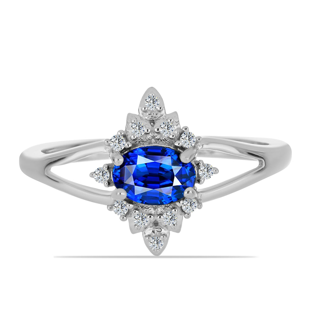Anillo de Plata con Zafiro Azul Australiano y Topacio Blanco 1 