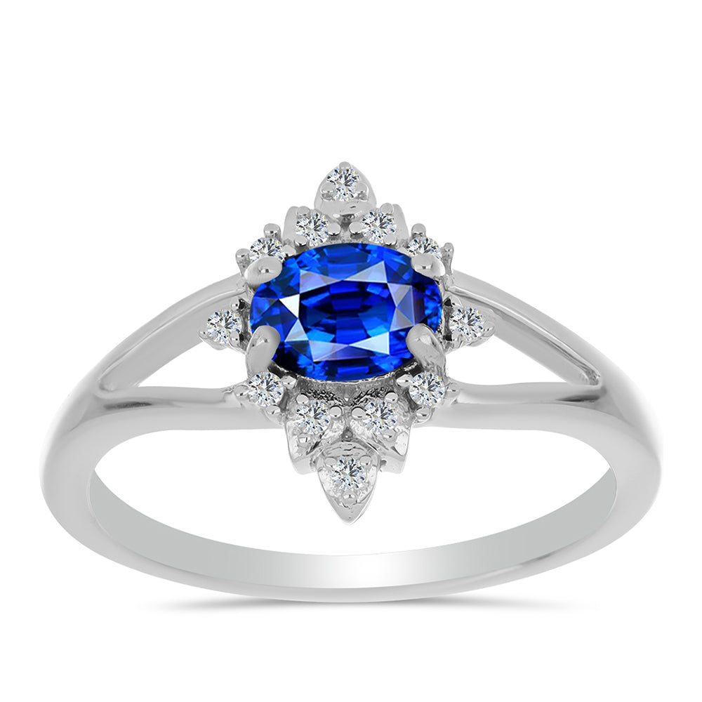 Anillo de Plata con Zafiro Azul Australiano y Topacio Blanco 3 
