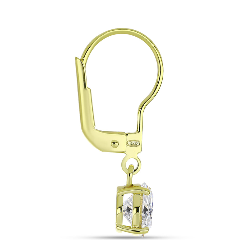 Pendientes de Plata Bañada en Oro con Diamante certificado y cultivado en laboratorio 2 