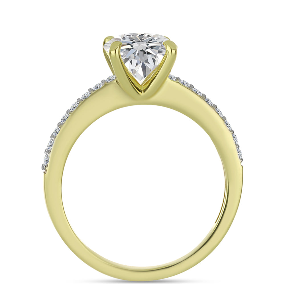 Anillo de Plata Bañada en Oro con Diamante certificado y cultivado en laboratorio y Zircón blanco natural 2 