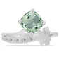 Anillo de Plata con Amatista Verde y Topacio Blanco