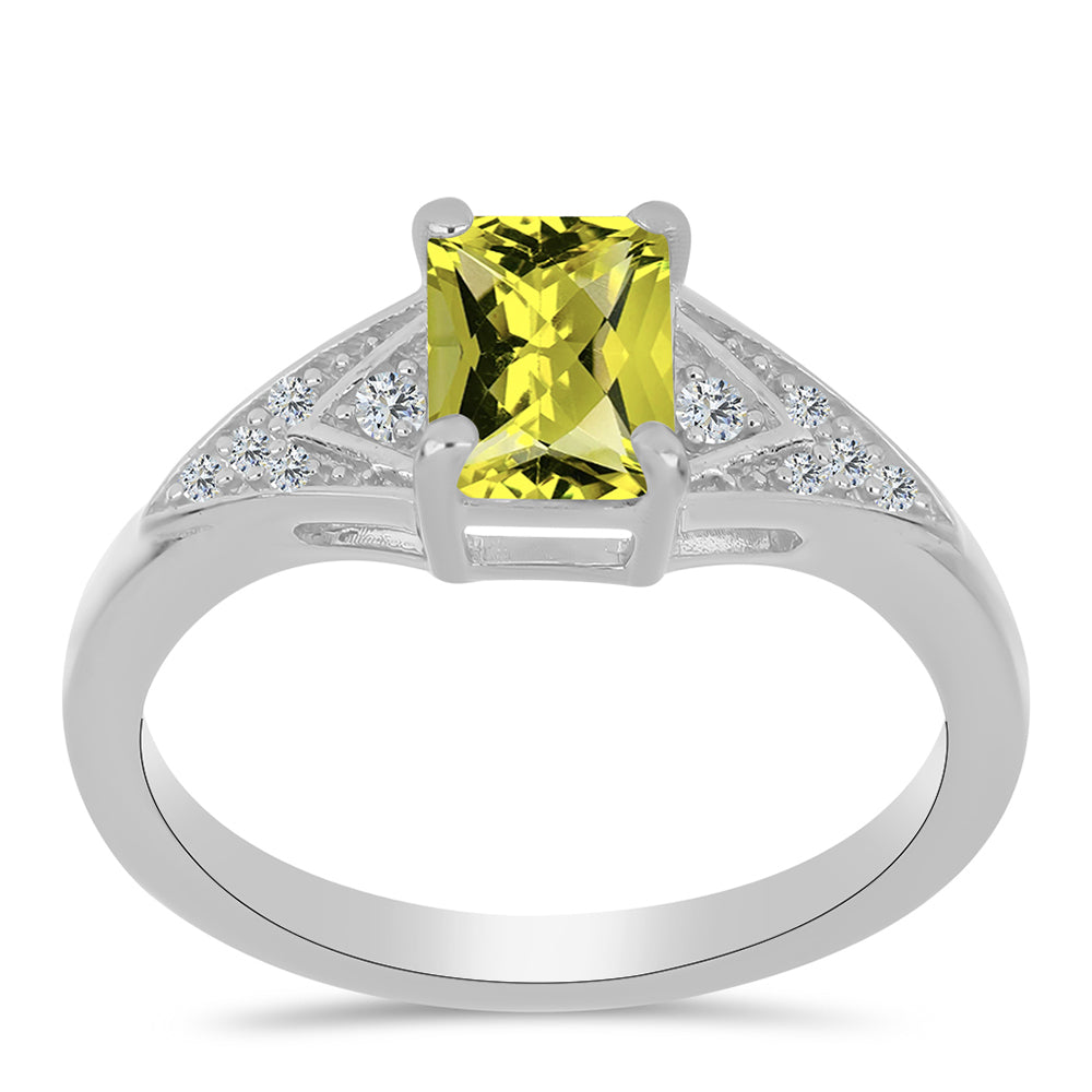 Anillo de Plata con Topacio Limón y Topacio Blanco 3 