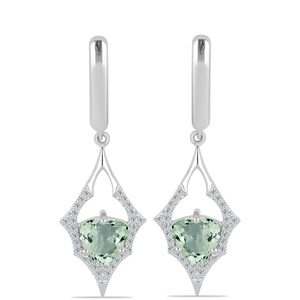 Pendientes de Plata con Amatista Verde y Topacio Blanco 1 