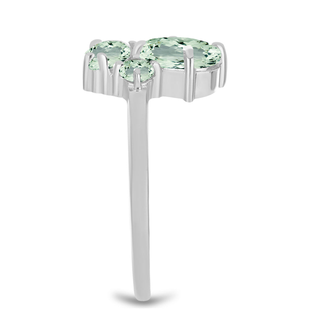 Anillo de Plata con Amatista Verde y Topacio Blanco 4 