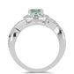 Anillo de Plata con Amatista Verde y Topacio Blanco