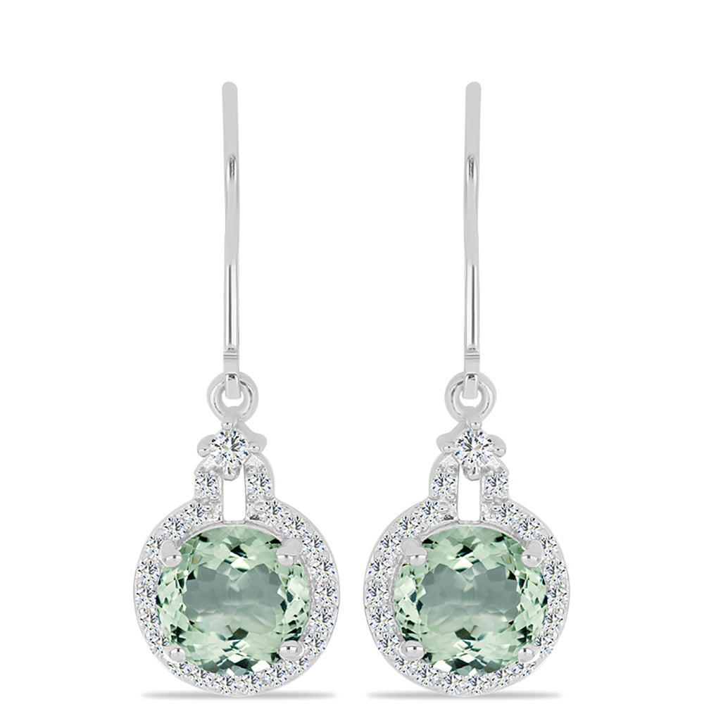 Pendientes de Plata con Amatista Verde y Topacio Blanco
