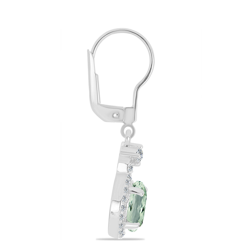 Pendientes de Plata con Amatista Verde y Topacio Blanco 2 