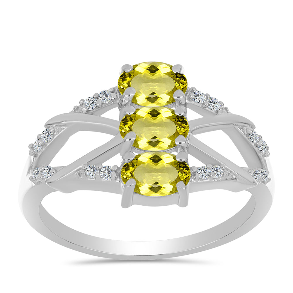 Anillo de Plata con Topacio Limón y Topacio Blanco 3 