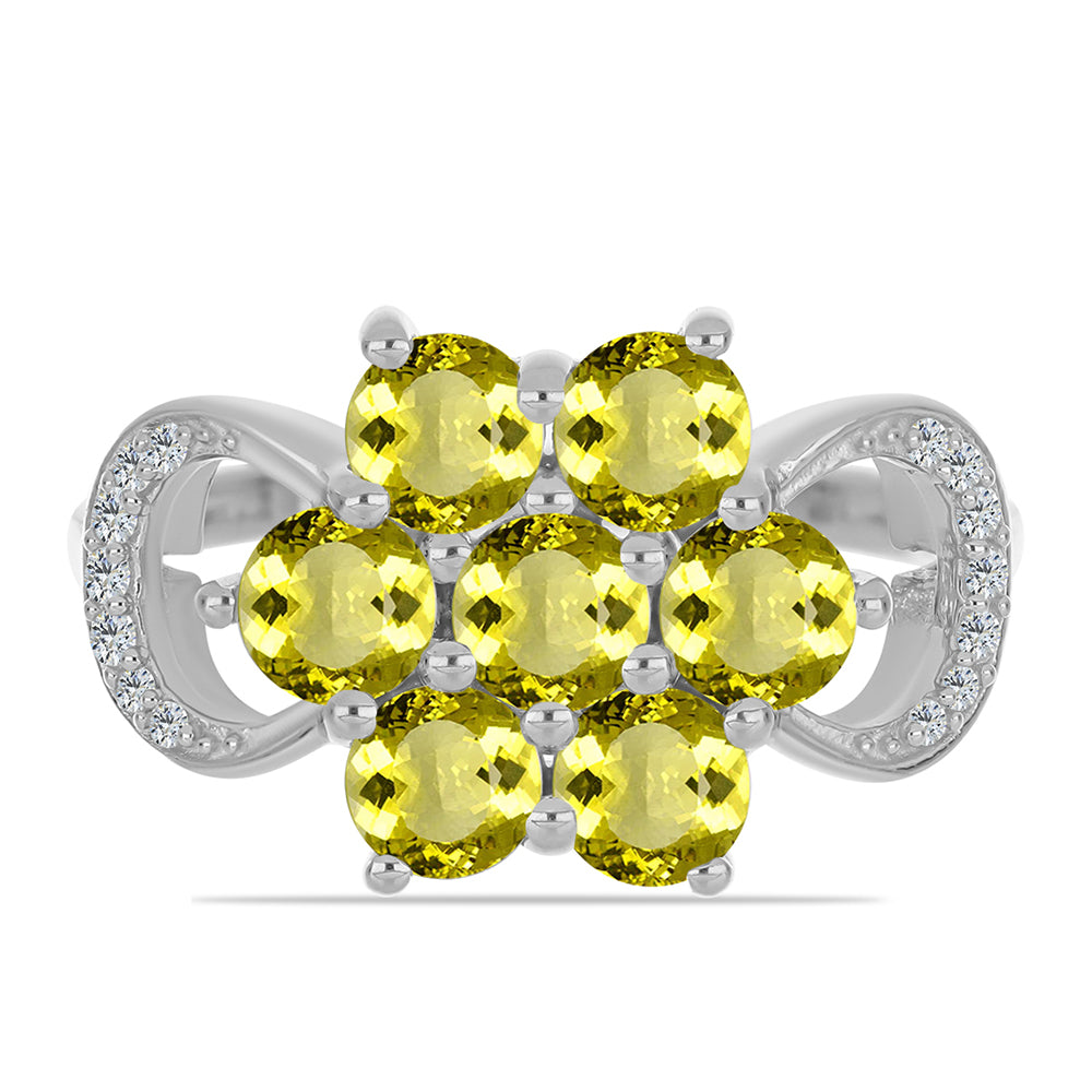 Anillo de Plata con Topacio Limón y Topacio Blanco