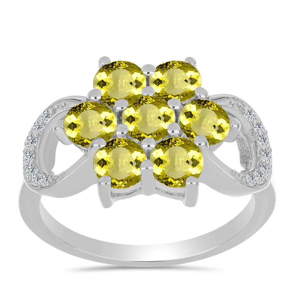 Anillo de Plata con Topacio Limón y Topacio Blanco 3 