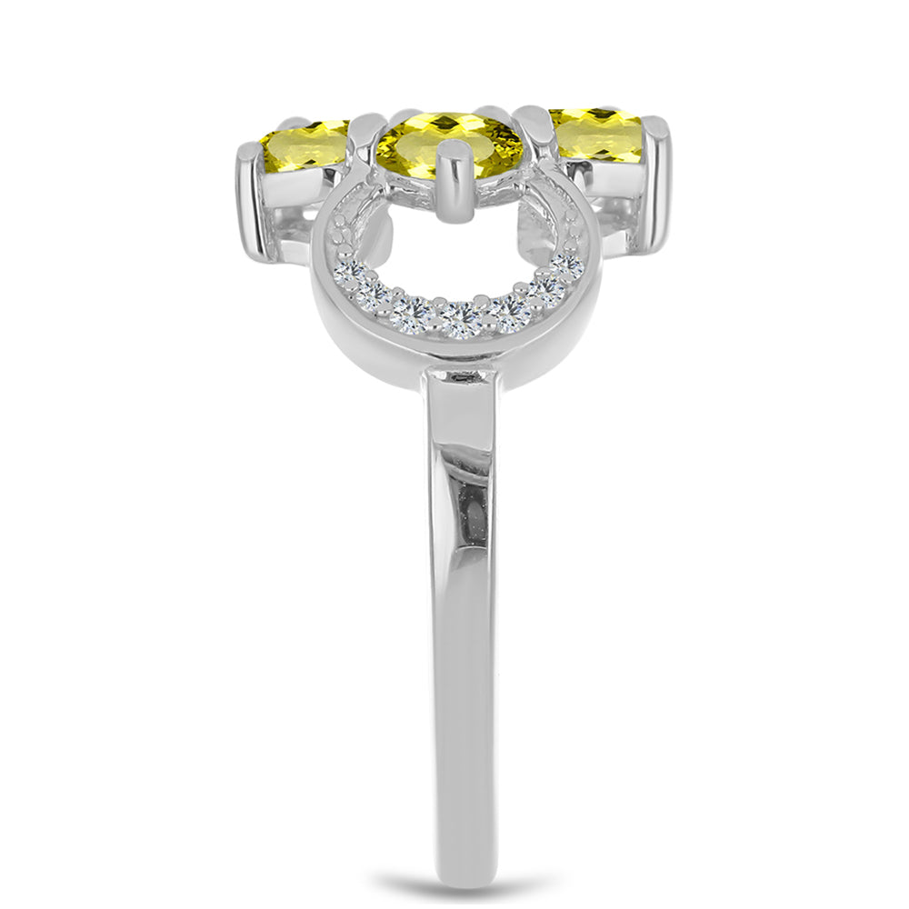 Anillo de Plata con Topacio Limón y Topacio Blanco 4 