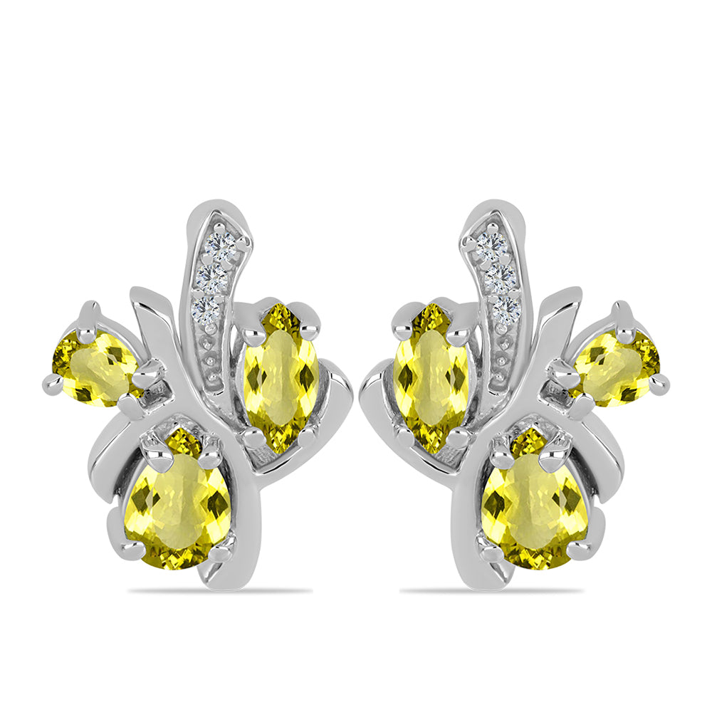 Pendientes de Plata con Topacio Limón y Topacio Blanco