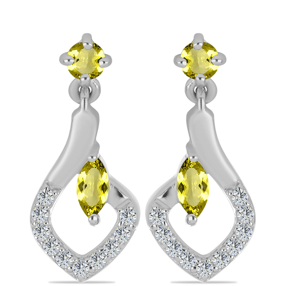 Pendientes de Plata con Topacio Limón y Topacio Blanco