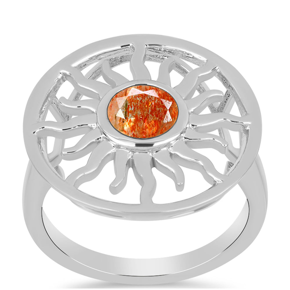 Anillo de Plata con Piedra Solar de Oregon