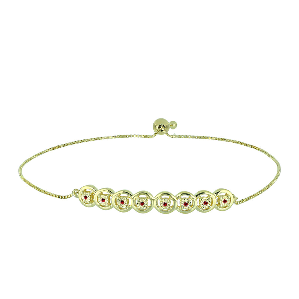 Pulsera de Plata Bañada en Oro con Diamante Rojo