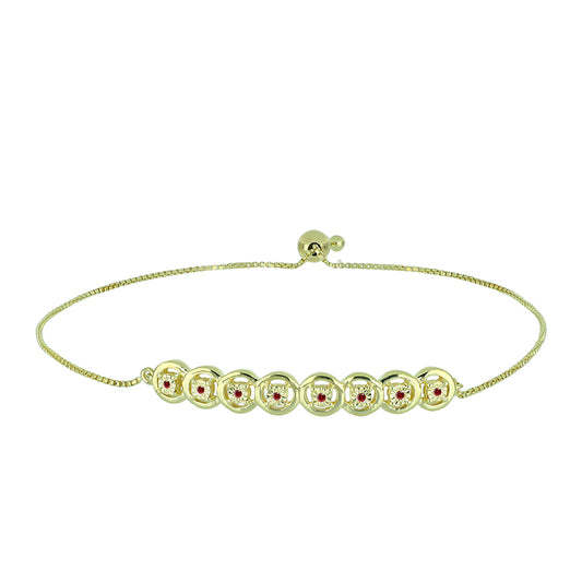 Pulsera de Plata Bañada en Oro con Diamante Rojo