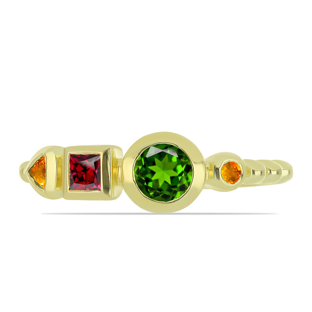 Anillo de Plata Bañada en Oro con Chakra Turmalina