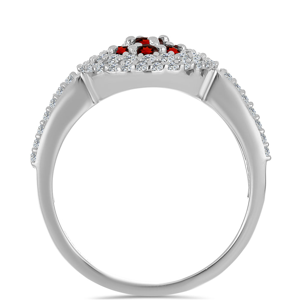 Anillo de Plata con Granate Barton y Topacio Blanco 2 