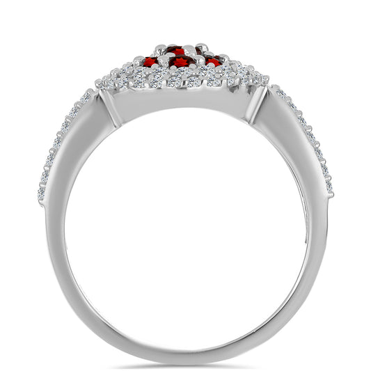 Anillo de Plata con Granate Barton y Topacio Blanco