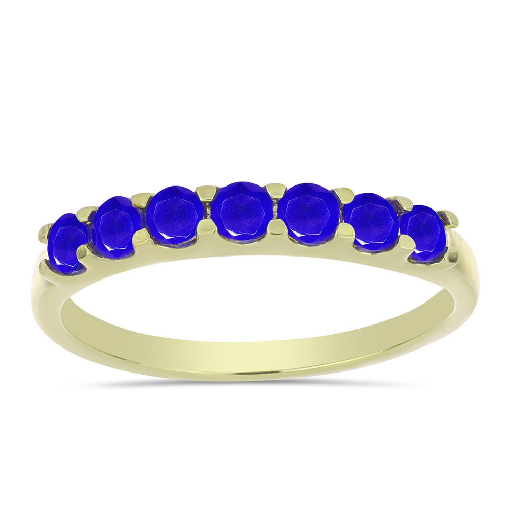 Anillo de Plata Bañada en Oro con Ágata azul