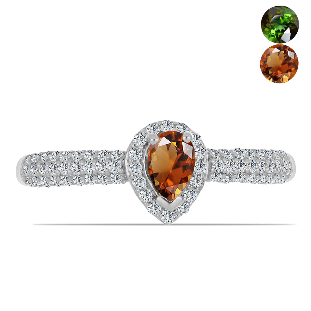 Anillo de Plata con Zultanita de Anatolia certificado y cultivado en laboratorio y Topacio Blanco 1 