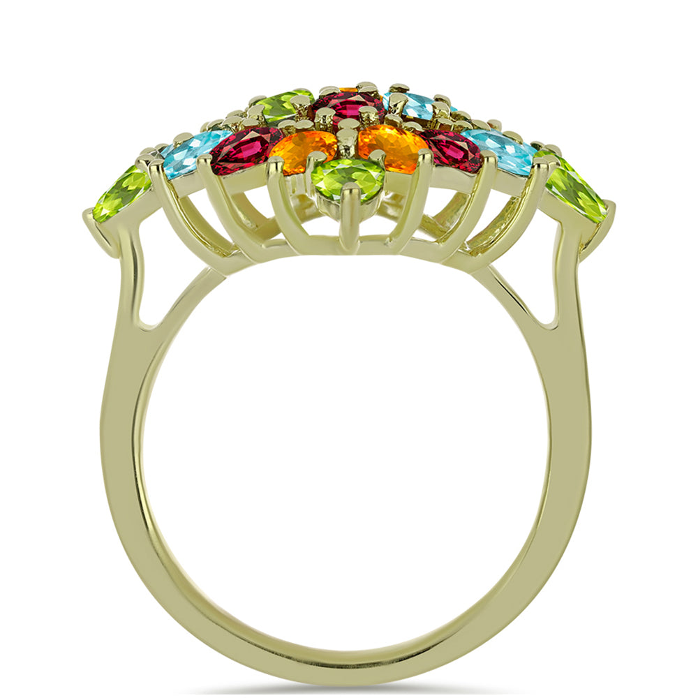 Anillo de Plata Bañada en Oro con Chakra Turmalina 2 