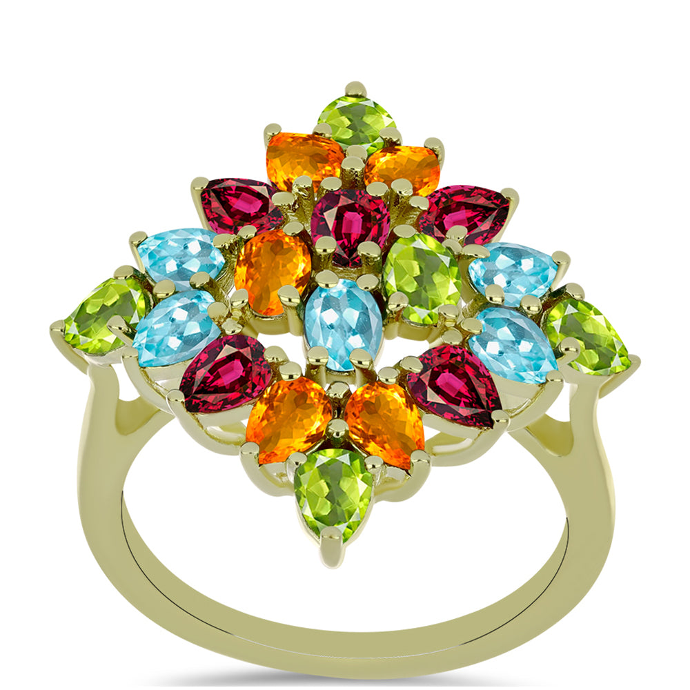 Anillo de Plata Bañada en Oro con Chakra Turmalina