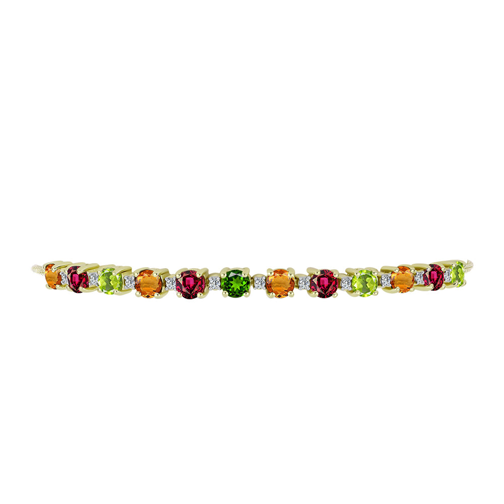 Pulsera de Plata Bañada en Oro con Chakra Turmalina y Topacio Blanco 2 