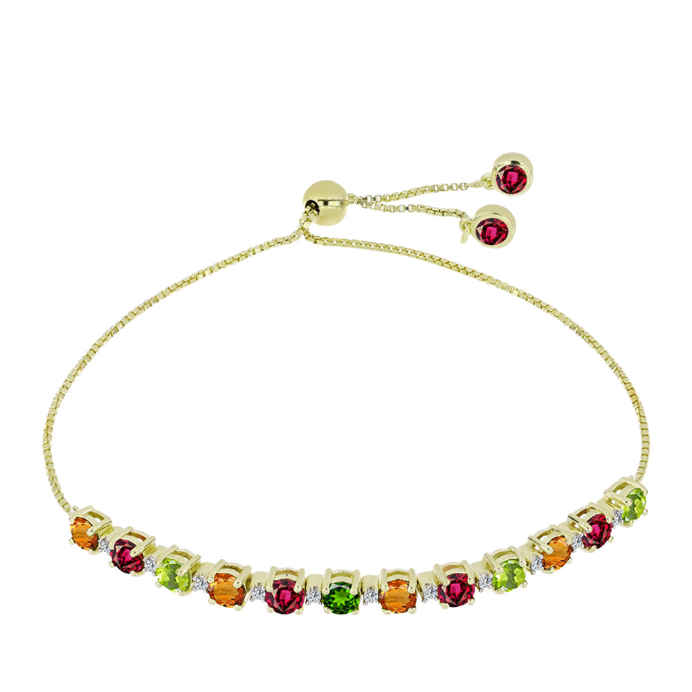 Pulsera de Plata Bañada en Oro con Chakra Turmalina y Topacio Blanco