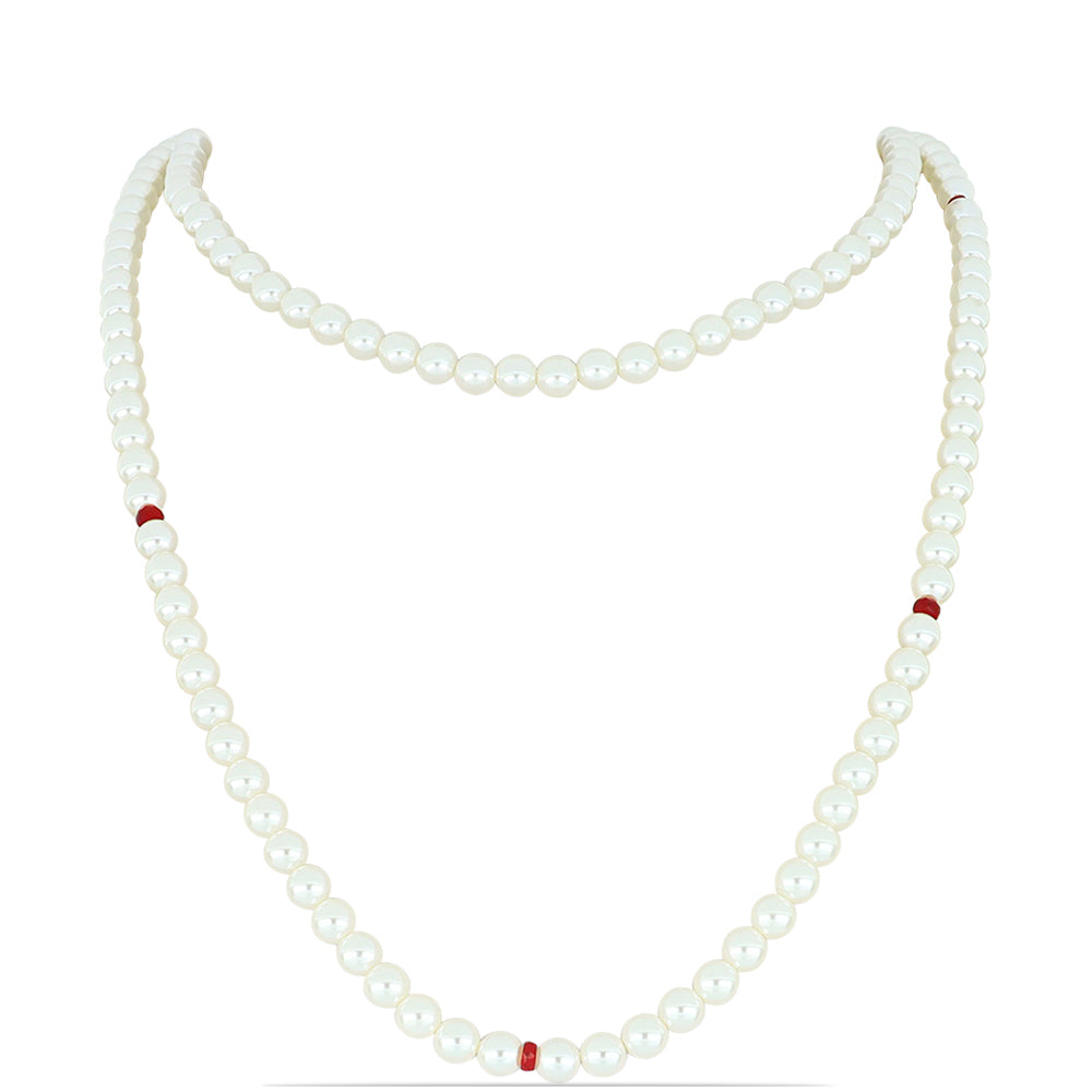 Conjunto de Plata Bañada en Oro con Perla de Agua Dulce y Rubí de Madagascar ( Collar +Pendientes ) 2 