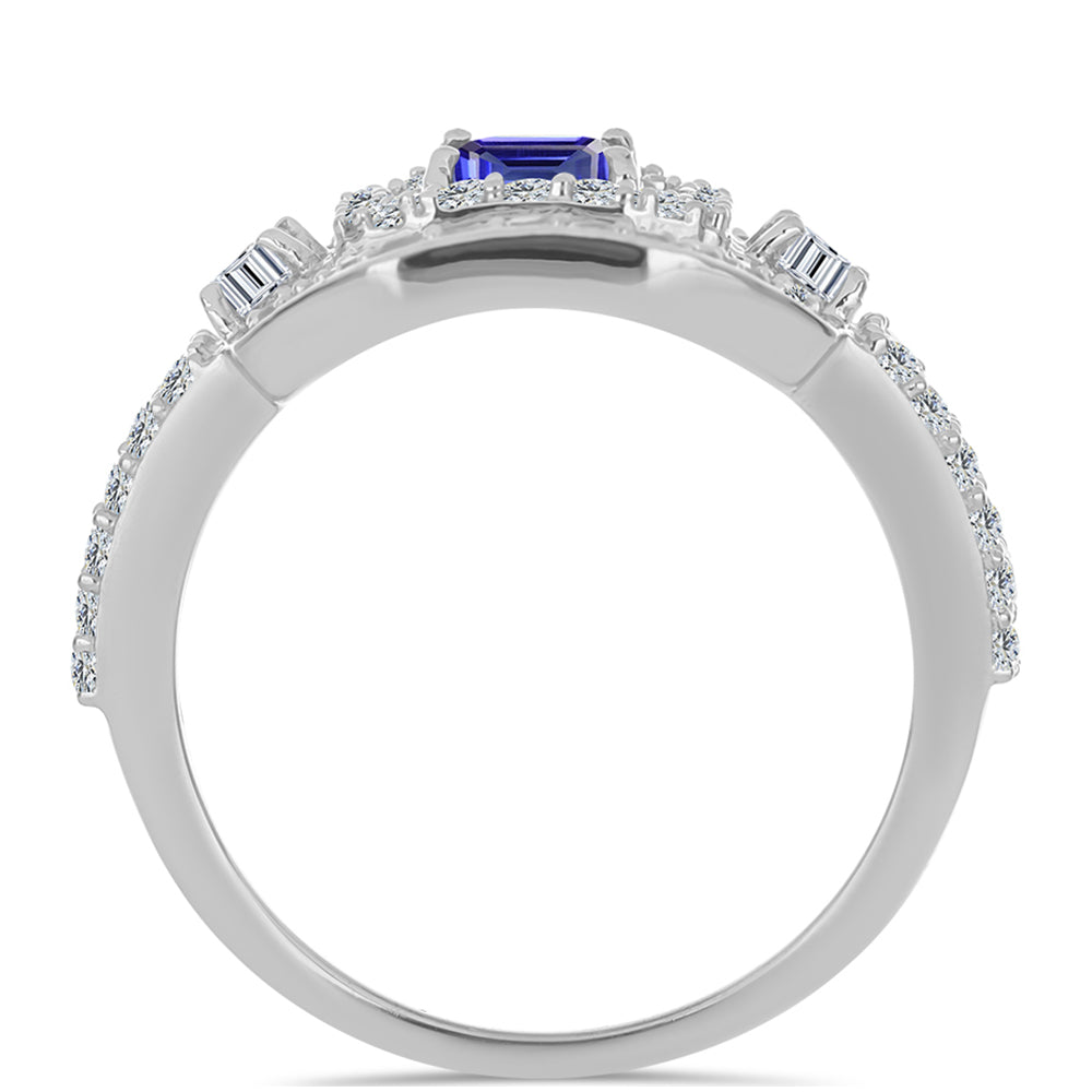 Anillo de Plata con Tanzanita y Topacio Blanco