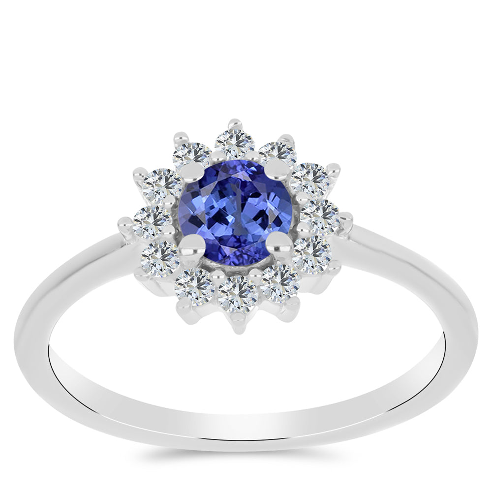 Anillo de Plata con Tanzanita y Topacio Blanco