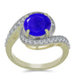 Anillo de Plata Bañada en Oro con Ágata azul y Topacio Blanco