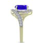Anillo de Plata Bañada en Oro con Ágata azul y Topacio Blanco