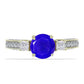 Anillo de Plata Bañada en Oro con Ágata azul y Topacio Blanco