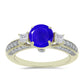 Anillo de Plata Bañada en Oro con Ágata azul y Topacio Blanco